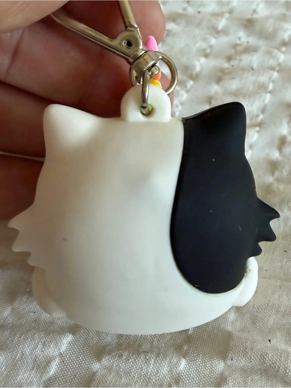 Cute Black & White Cat Unicorn Charm Keychain